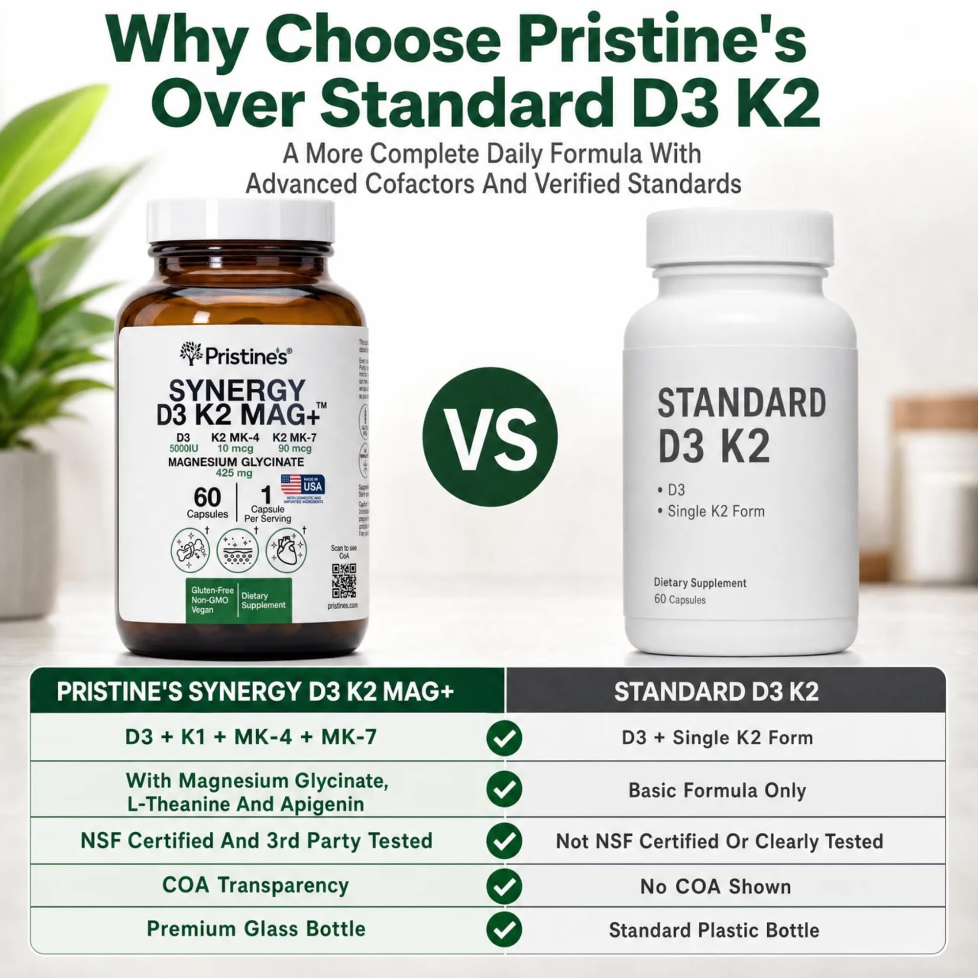 PRISTINE'S etiqueta con lista de ingredientes clave visible y legible