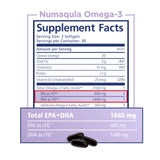 PRN nūmaqula softgels en plato junto a alimentación saludable para complementar la dieta