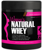 PRO NUTRITION LABS frasco frontal de Her Natural Whey Vainilla, presentación clara y beneficios