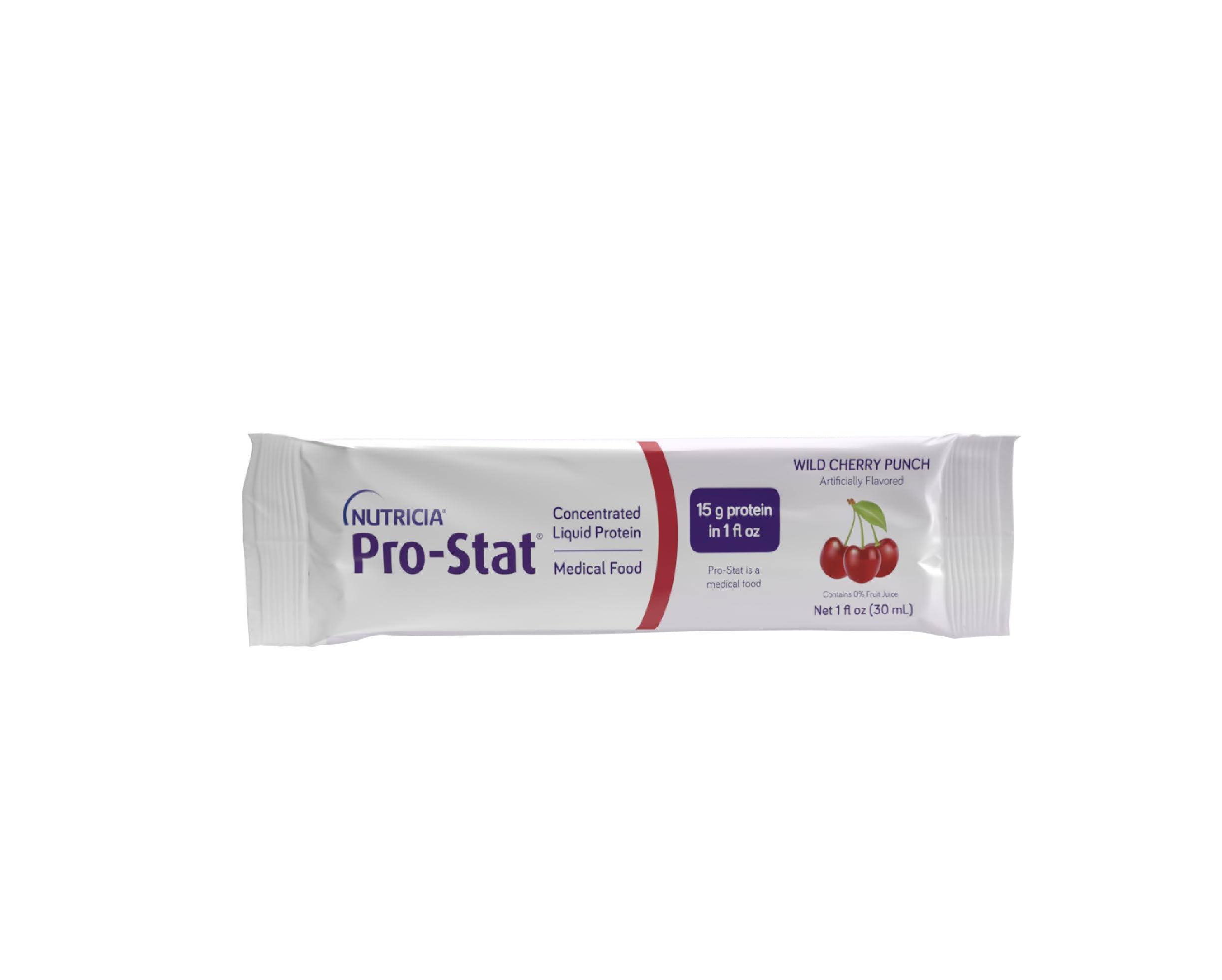 Pro-Stat envase frontal Wild Cherry Punch mostrando beneficio proteína concentrada