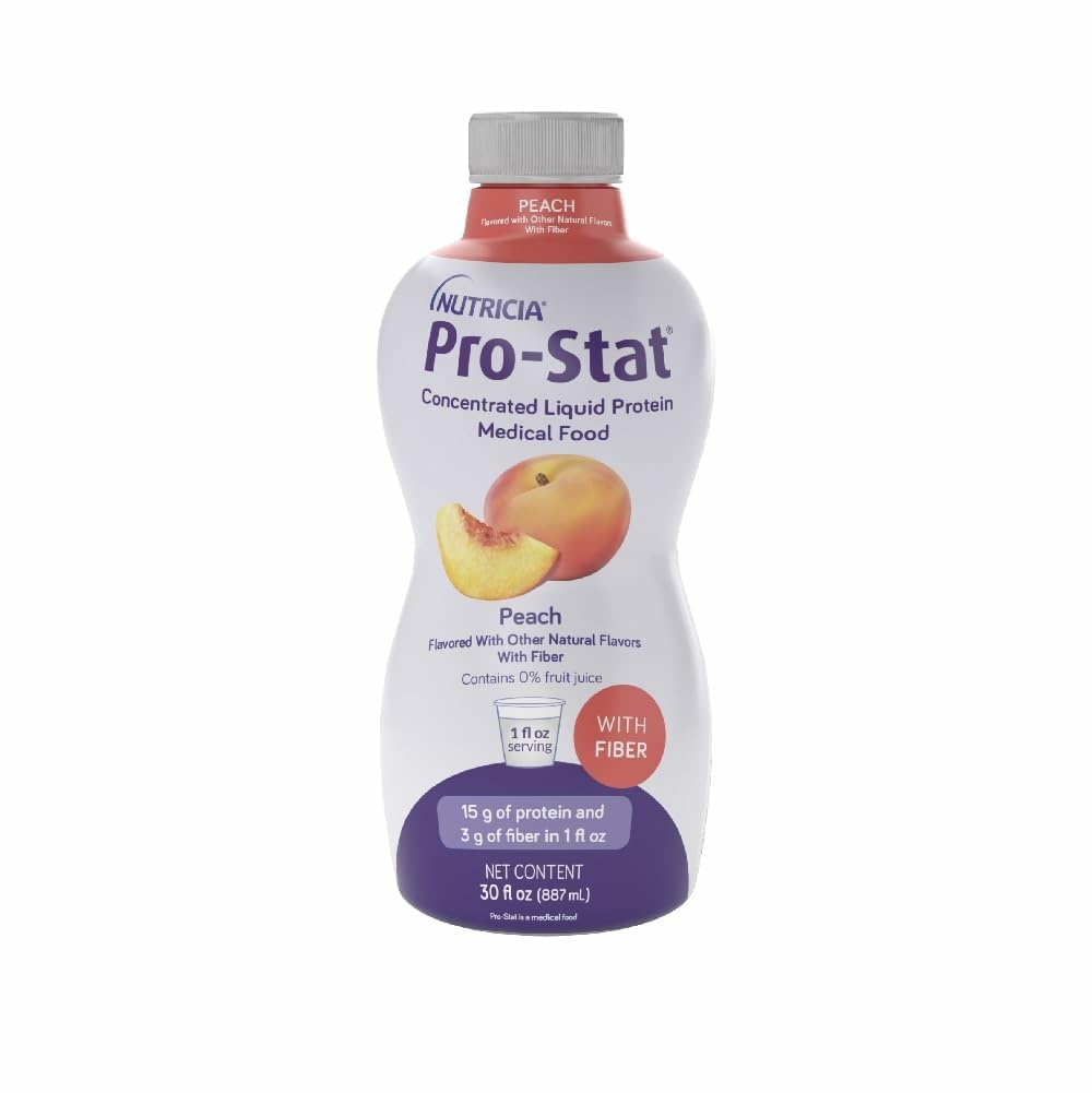 Pro-Stat botella frontal sabor durazno mostrando envase y marca para fácil identificación