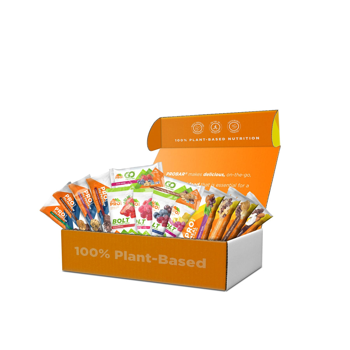 PROBAR caja frontal mostrando variedad, permite elegir sabores fácilmente