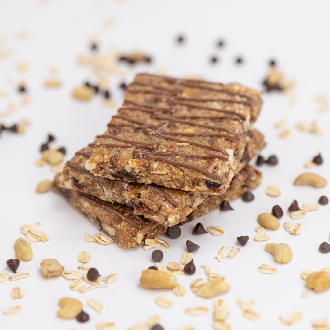 PROBAR barra S'Mores corte que muestra textura de avena y nueces para saciedad