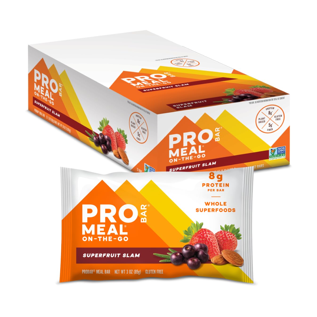 PROBAR empaque frontal Superfruit Slam mostrando marca y sabor, fácil identificación