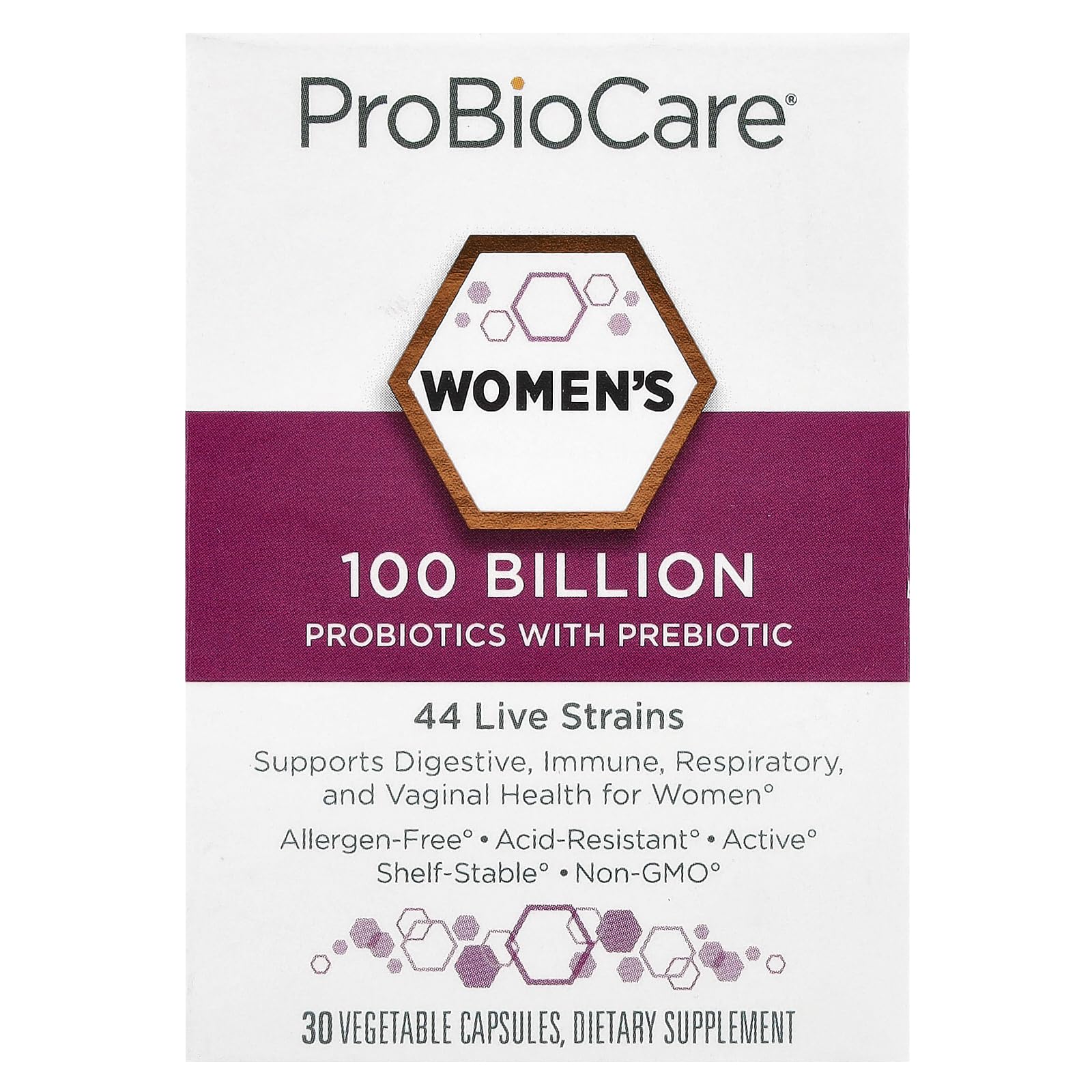 ProBioCare frente del empaque mostrando 30 cápsulas y beneficios claros