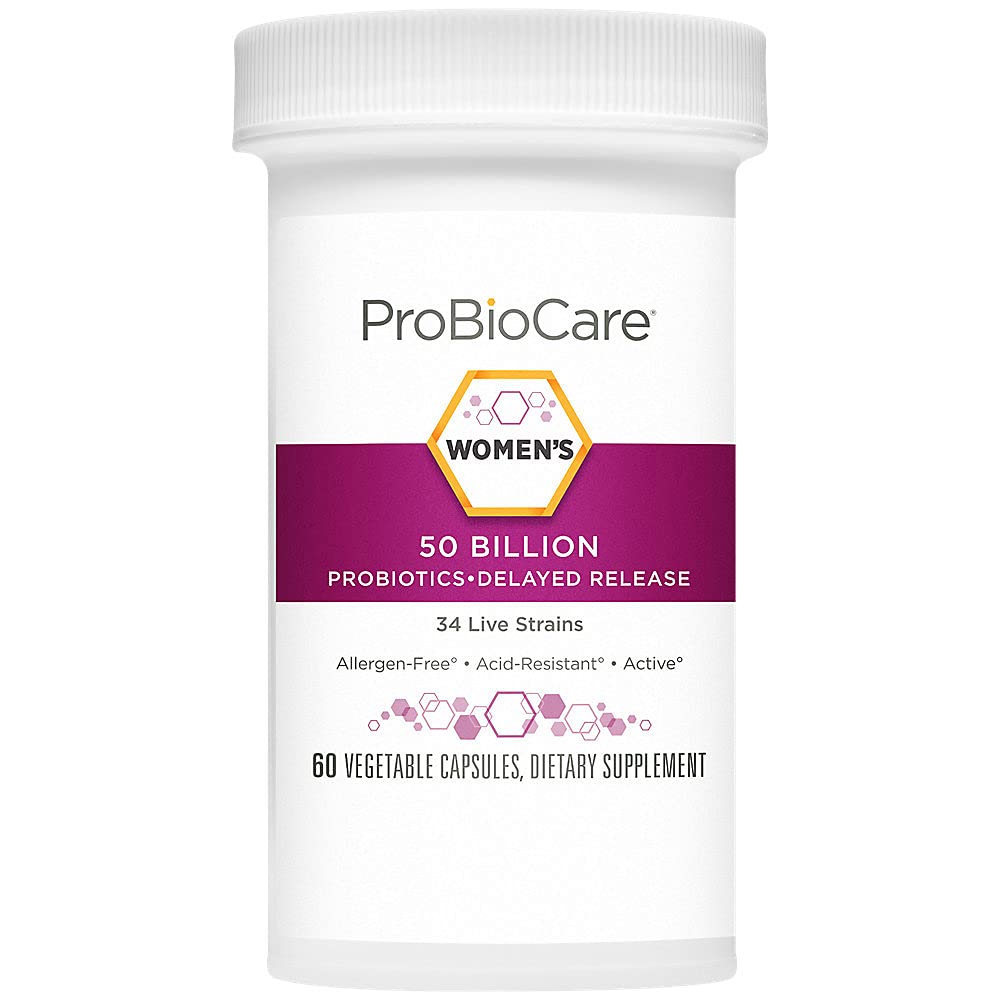 ProBioCare envase abierto con cápsulas mostrando cantidad de 60 unidades y conveniencia