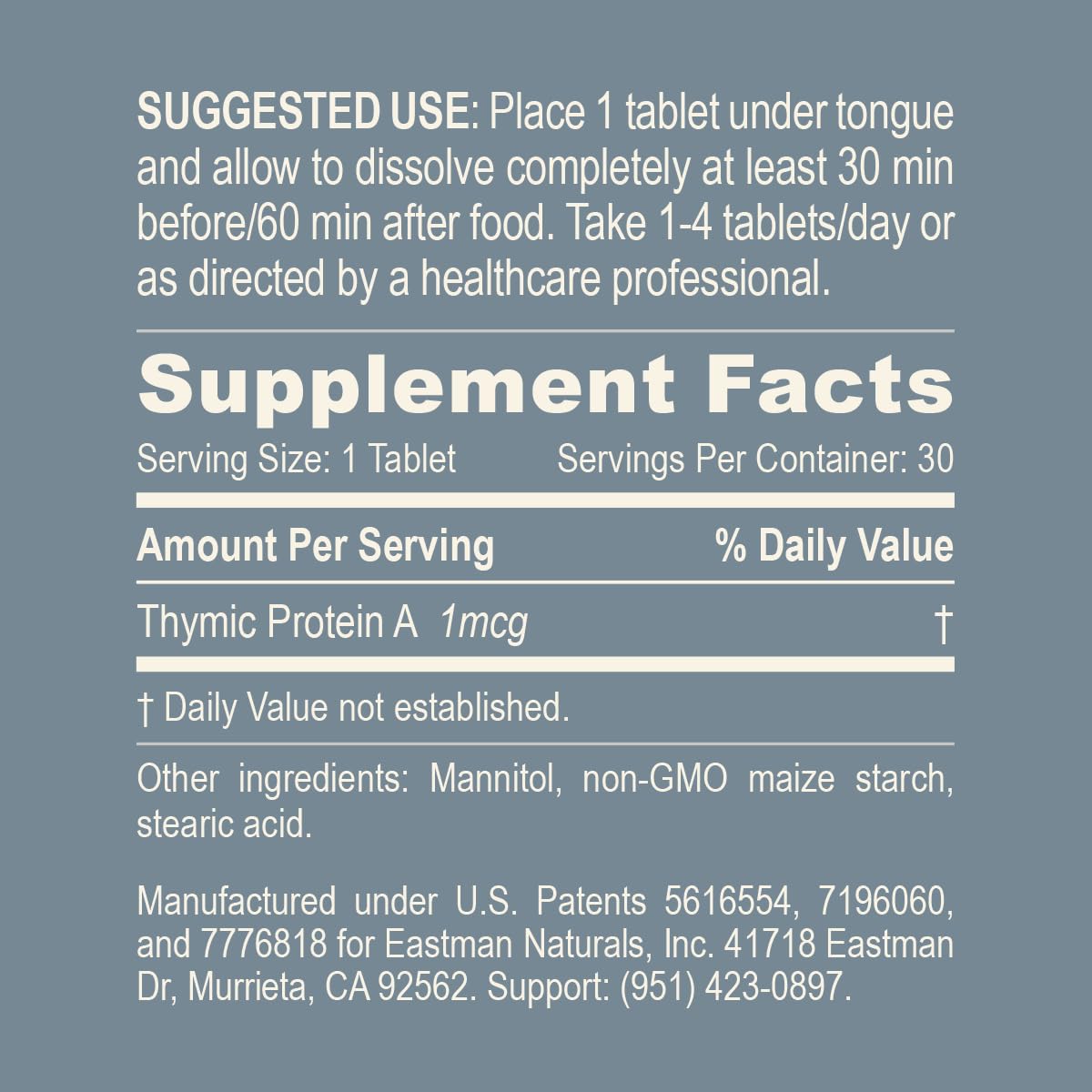 ProBoost etiqueta con información de ingredientes y supervisión del inmunólogo