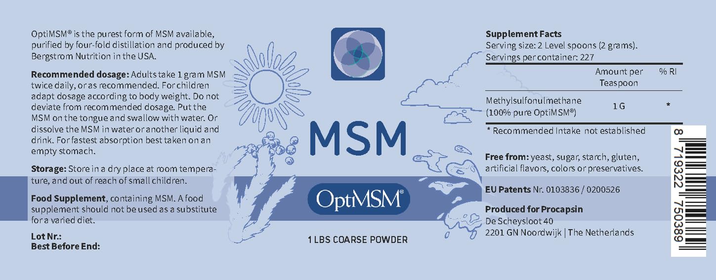 Procapsin OptiMSM textura de cristales en primer plano, fácil de mezclar
