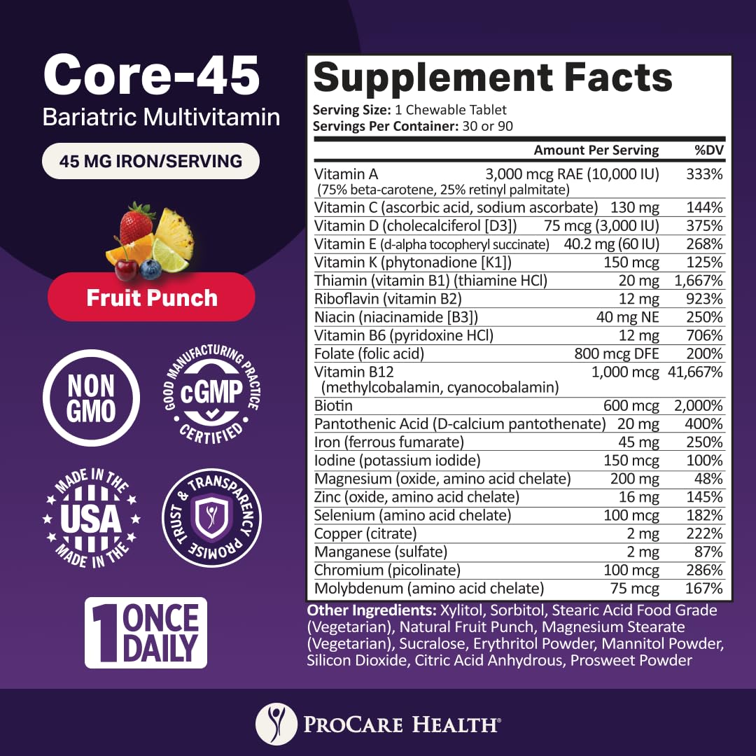 ProCare Health primer plano de tableta masticable fácil de tomar y sin regusto