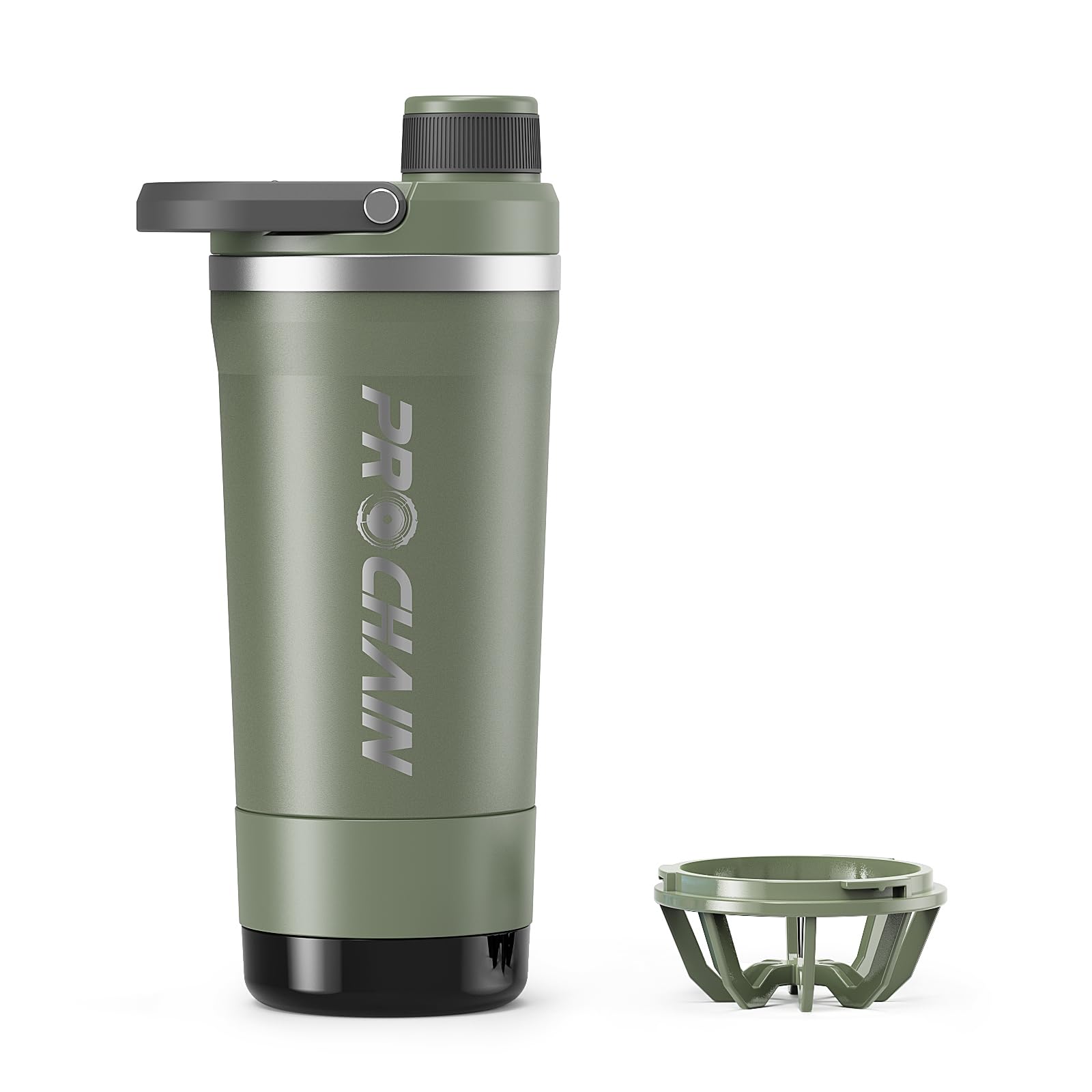 PROCHAIN vista frontal del shaker mostrando diseño y capacidad 20oz