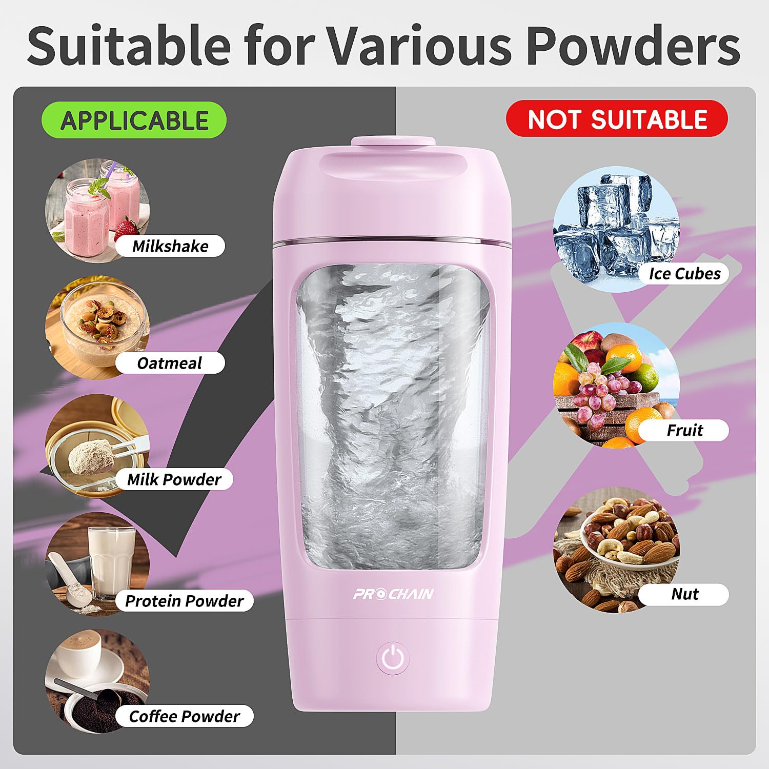 PROCHAIN batido cremoso sin grumos tras mezcla rápida con motor potente