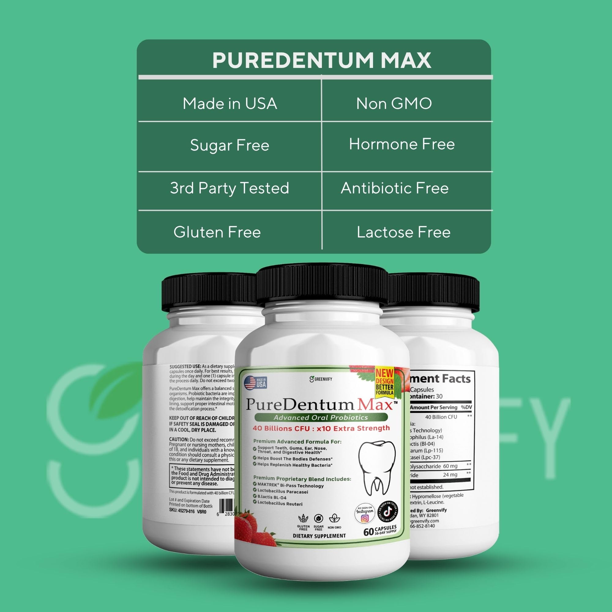 ProDentim Max etiqueta con información del producto y beneficios clave
