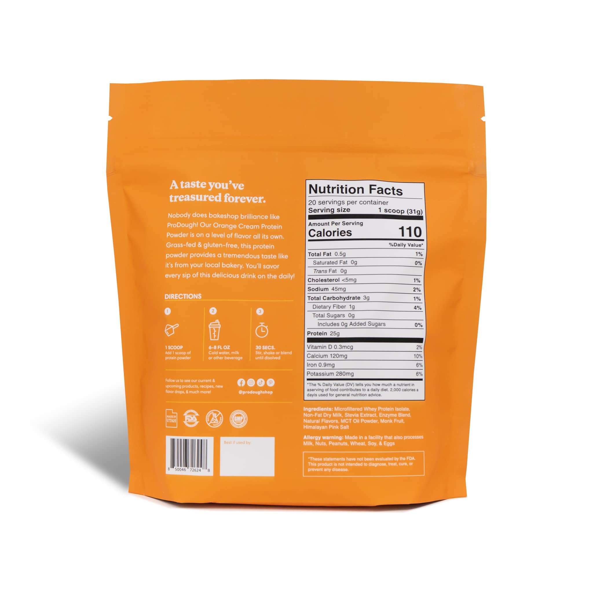 ProDough polvo textura cercana con aspecto fino y fácil disolución