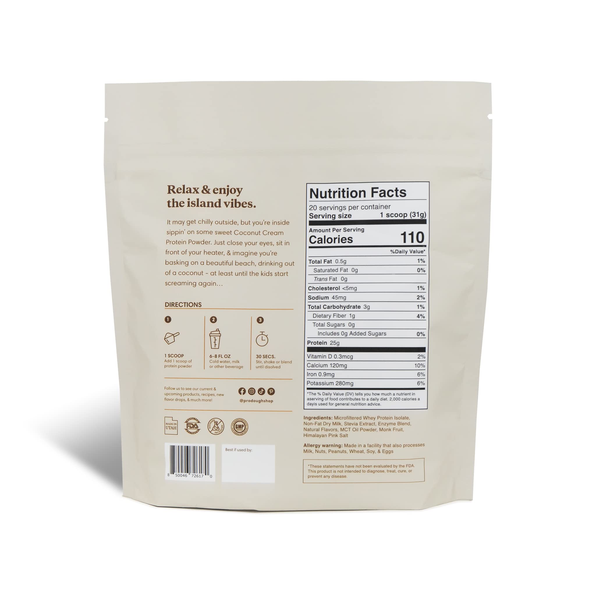 ProDough primer plano de la textura del polvo, fácil disolución y suavidad