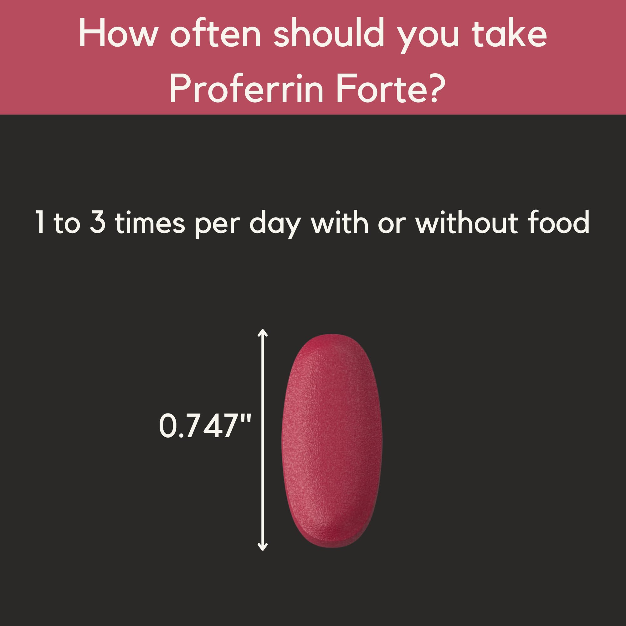 Comparación de tamaño del comprimido Proferrin para referencia visual