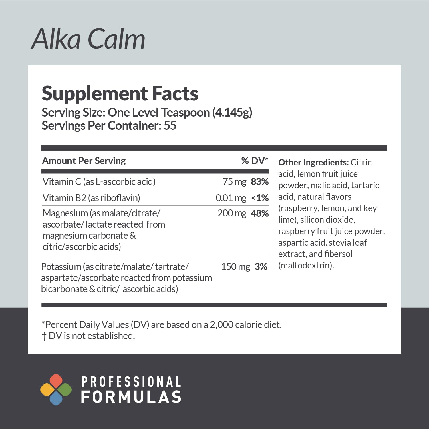 PROFESSIONAL COMPLEMENTARY HEALTH FORMULAS Alka Calm bebida efervescente en vaso lista para beber y rehidratar