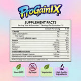 ProGainIX etiqueta de ingredientes resaltando proteína y creatina
