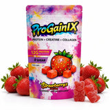 ProGainIX frontal del paquete mostrando beneficios y sabor fresa