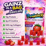 ProGainIX detalle de textura de la gomita, fácil de masticar y portable