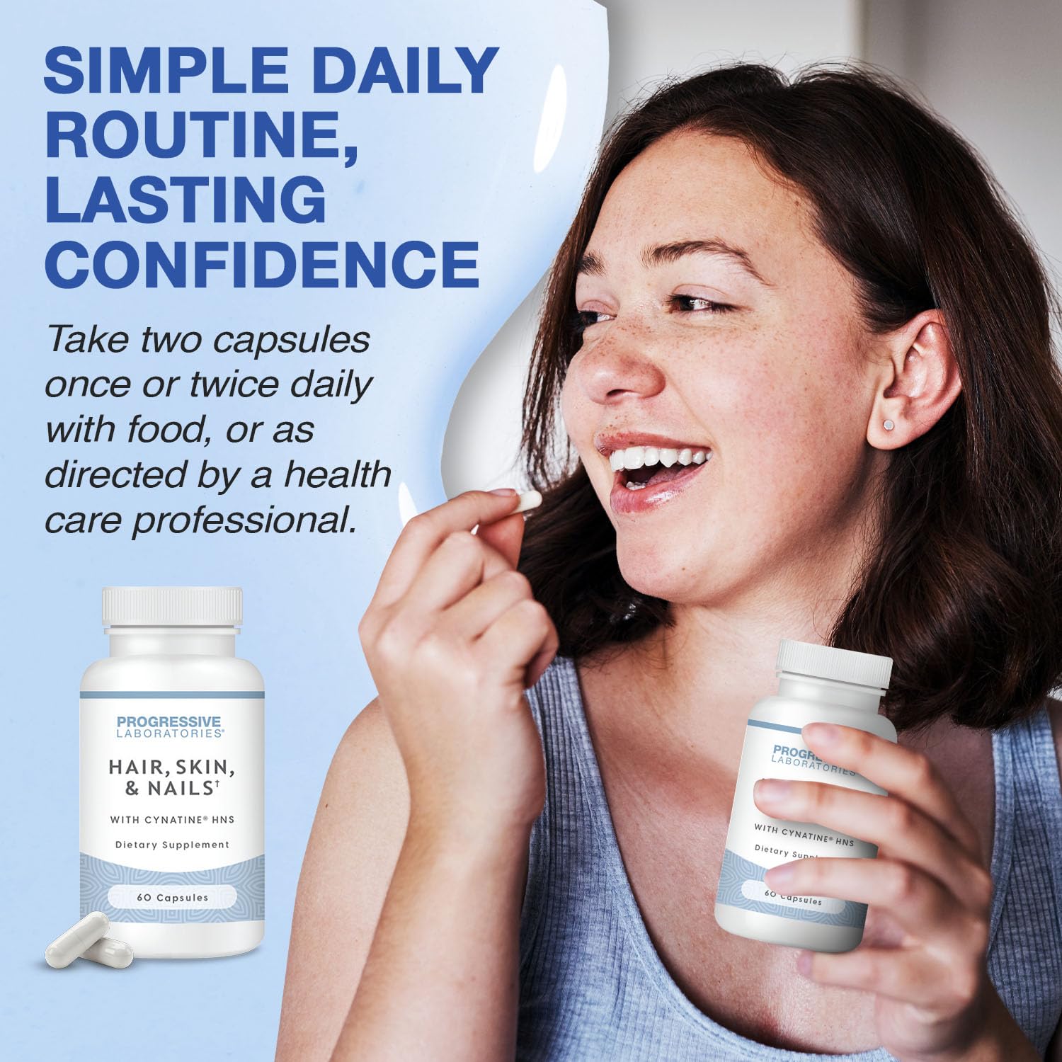 Progressive Laboratories cabello saludable mostrando fuerza y brillo