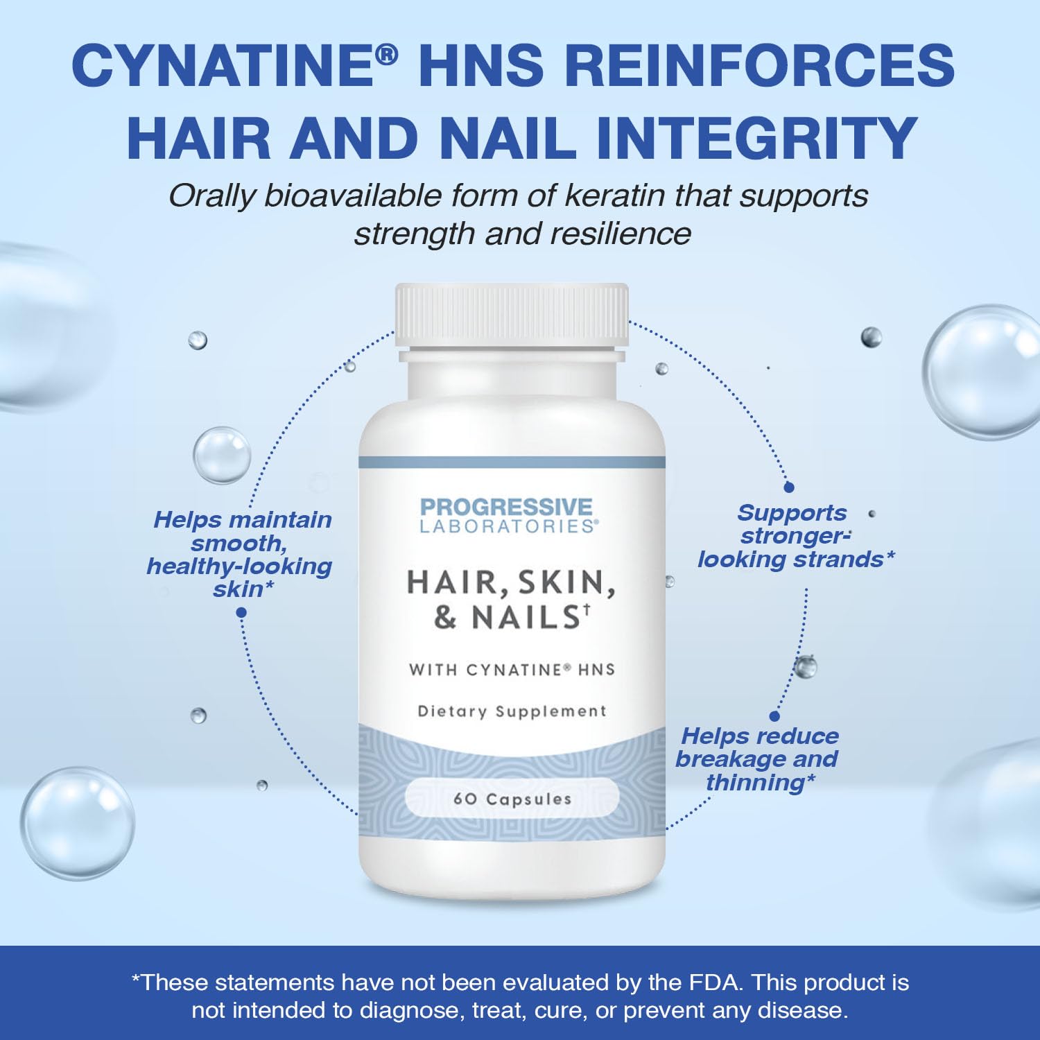 Progressive Laboratories keratina Cynatine HNS en detalle para soporte capilar