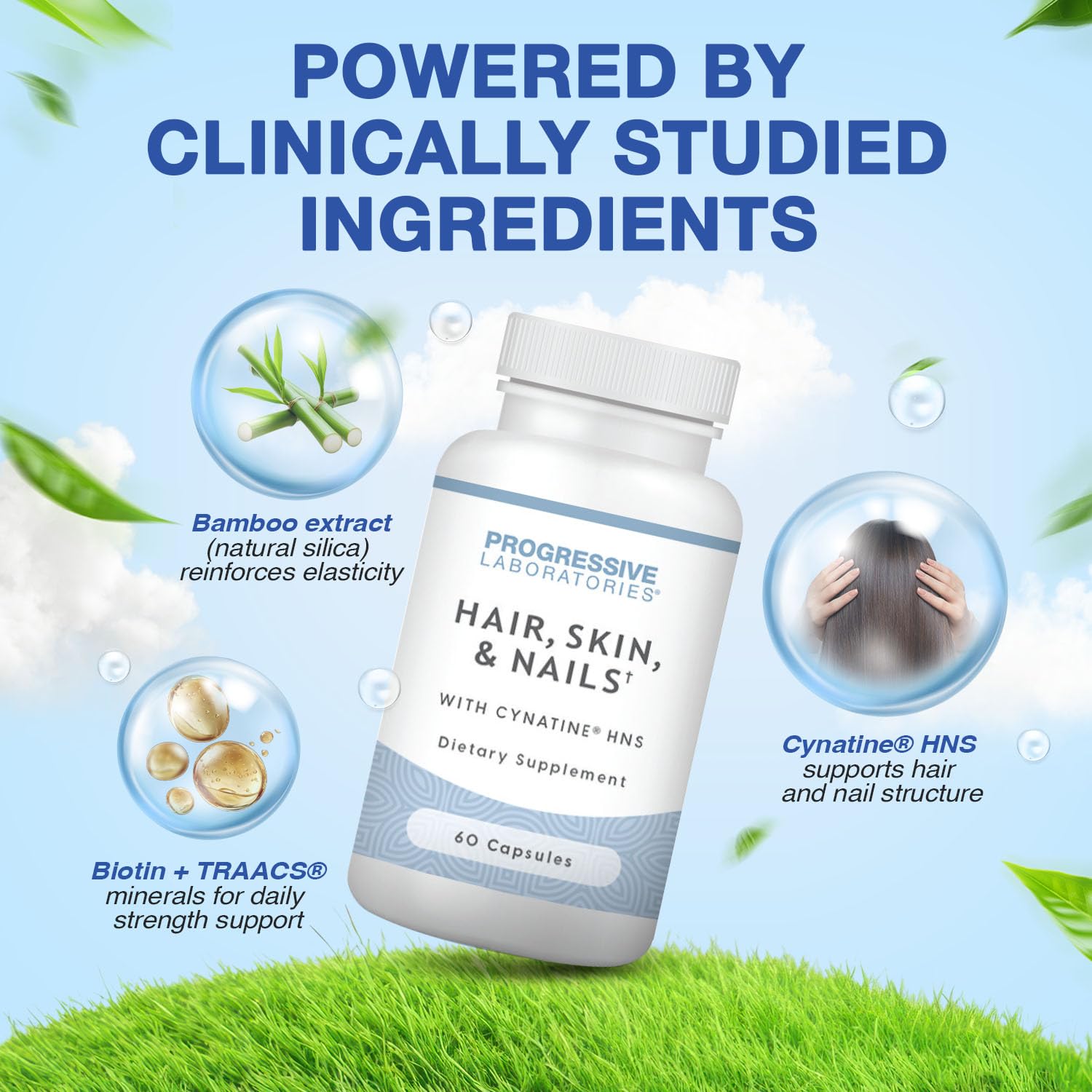 Progressive Laboratories etiqueta con lista de ingredientes y beneficios claros