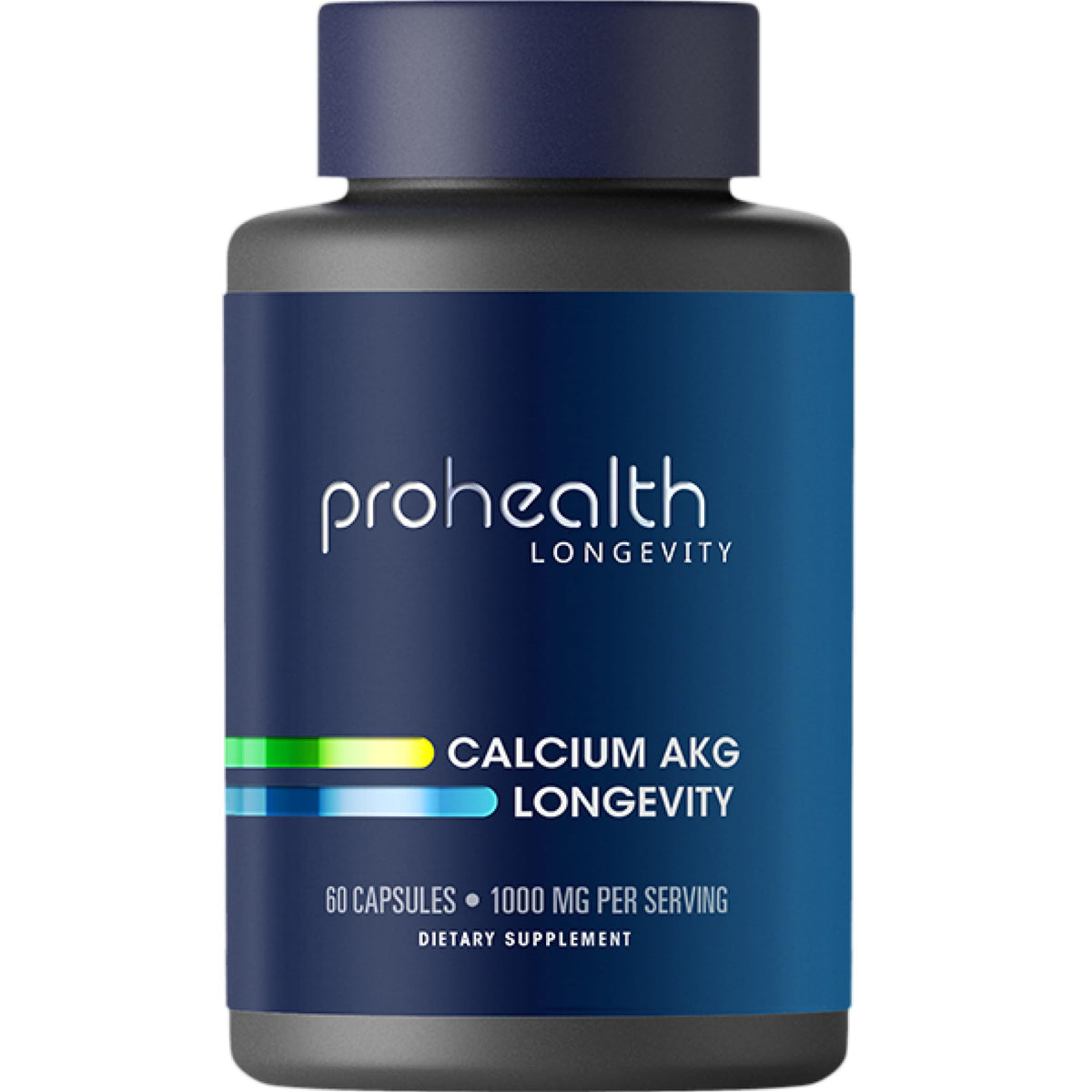 ProHealth envase frontal mostrando Ca AKG y dosis clara