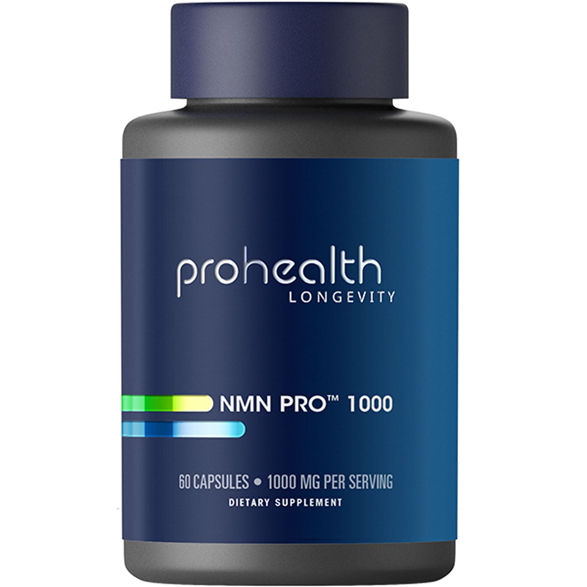 ProHealth frasco frontal mostrando NMN Pro 1000 y claridad de dosis