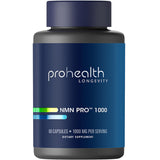ProHealth frasco frontal mostrando NMN Pro 1000 y claridad de dosis