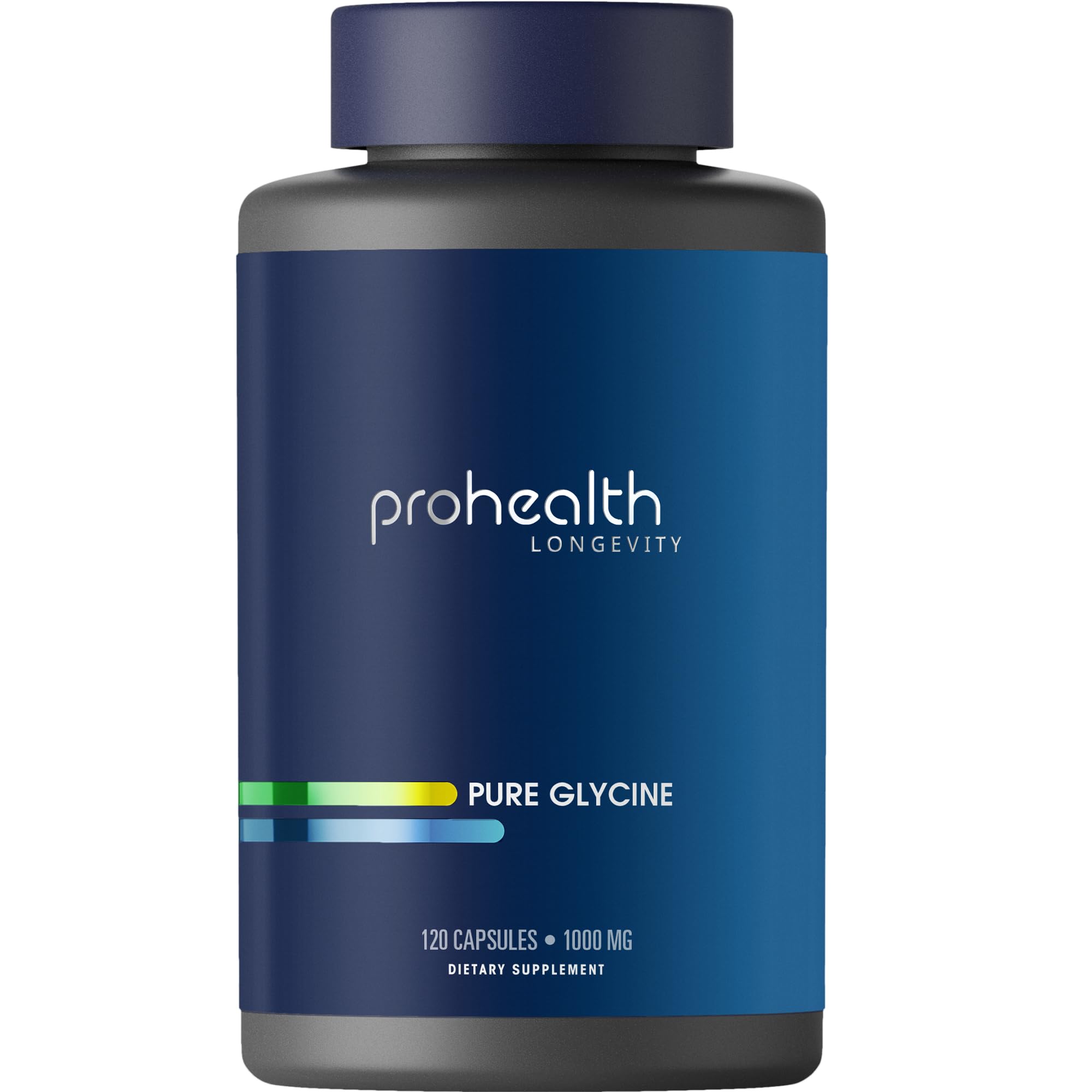 ProHealth frasco frontal de Pure Glycine mostrando 120 cápsulas y claridad de etiqueta