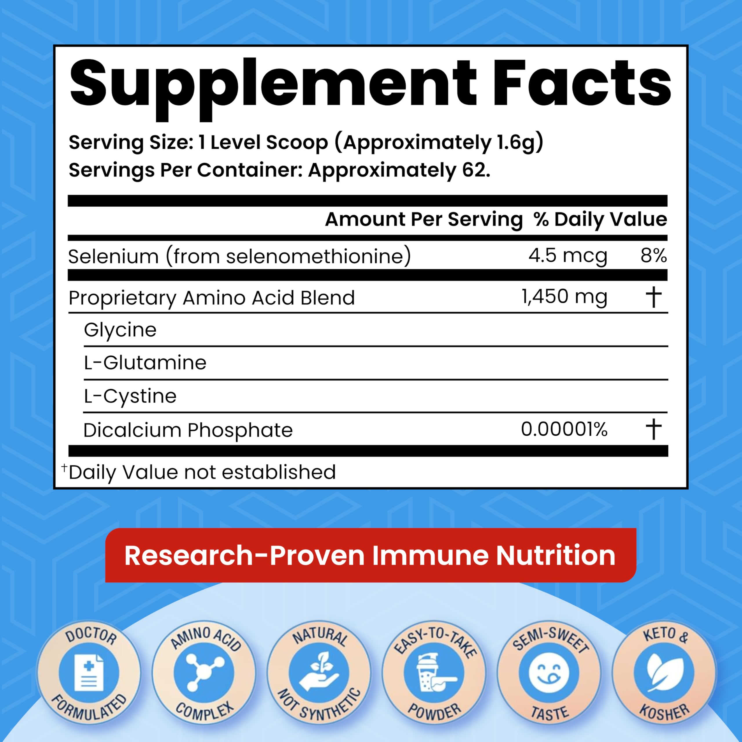 ProImmune etiqueta de ingredientes clara y beneficios de la fórmula