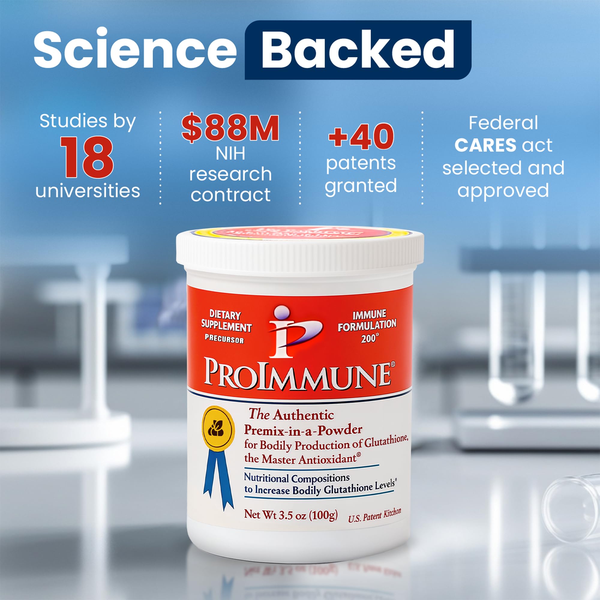 ProImmune sello hecho en USA destacando control de calidad