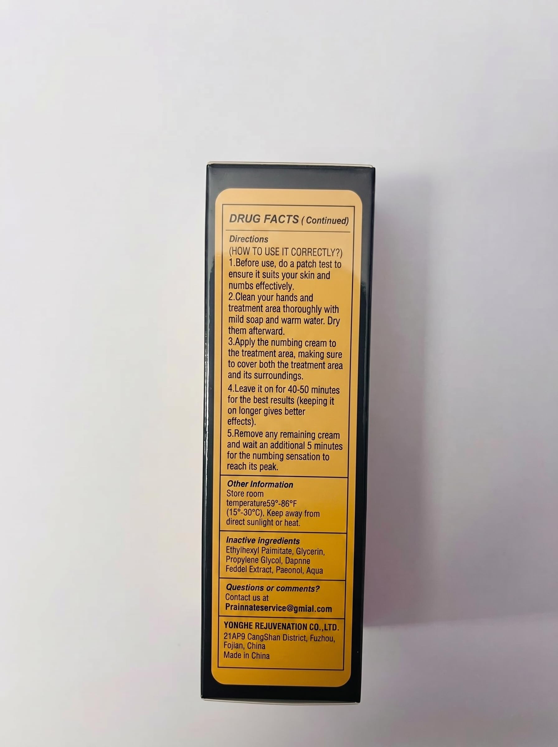 Proinnate etiqueta ingredients con lidocaína y mentol visibles