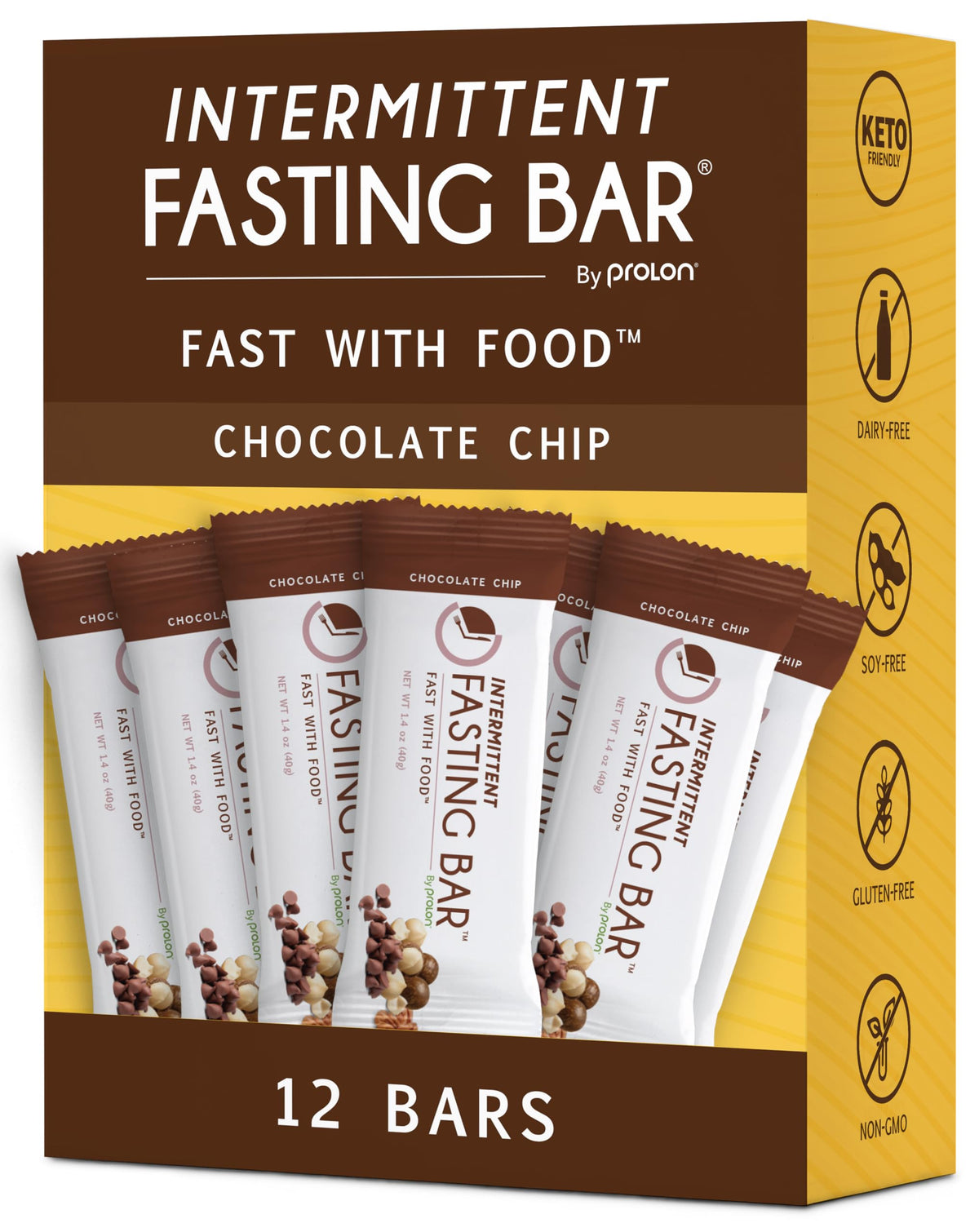 Prolon empaque frontal Chocolate Chip mostrando diseño y beneficios