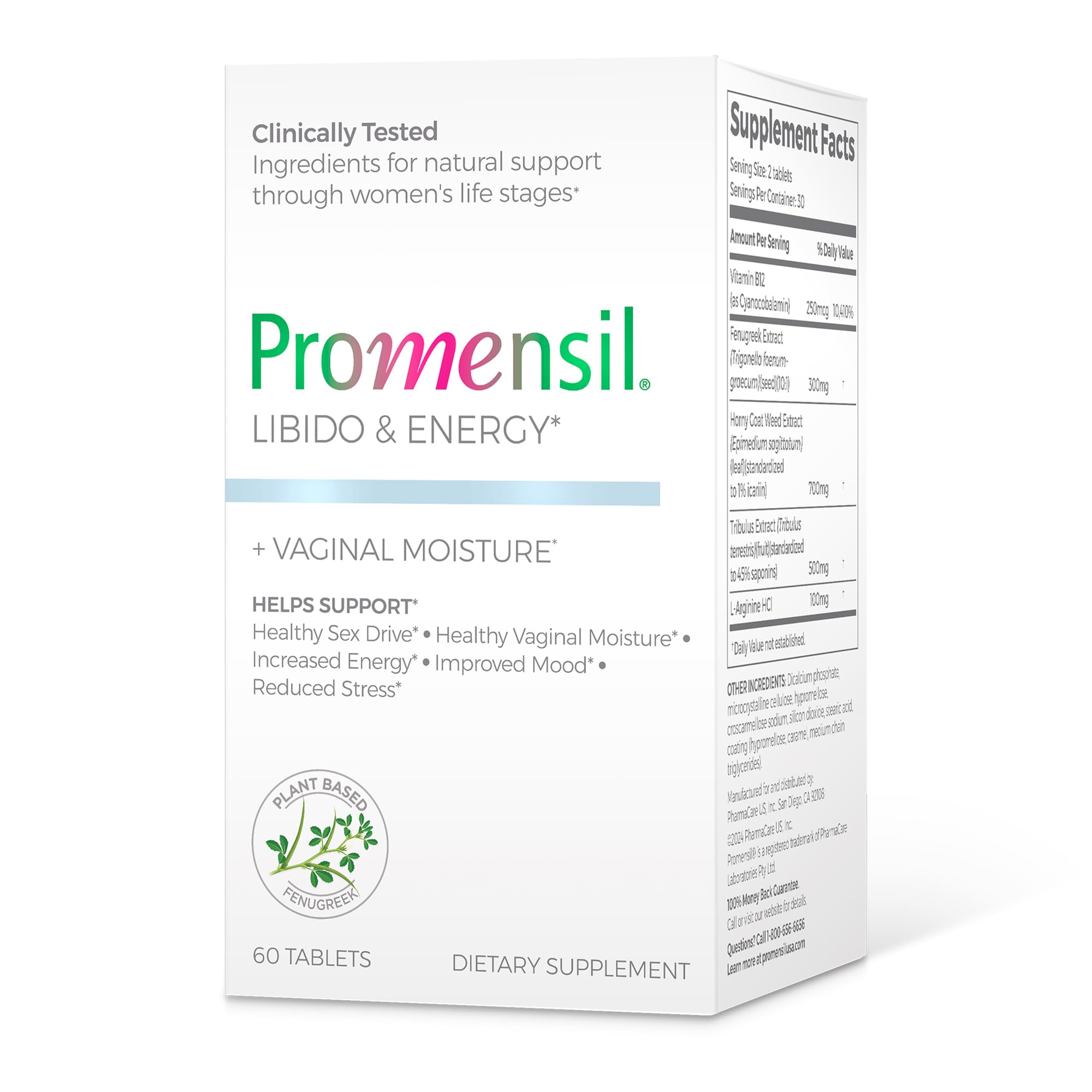 Promensil envase frontal mostrando la marca y beneficios para la mujer