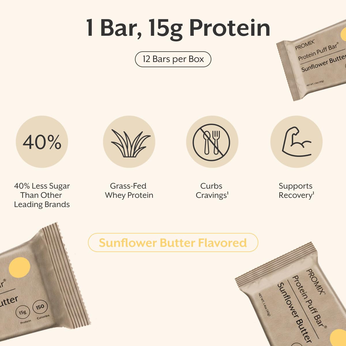 ProMix Nutrition barra en mano ilustra tamaño portable para snack rápido