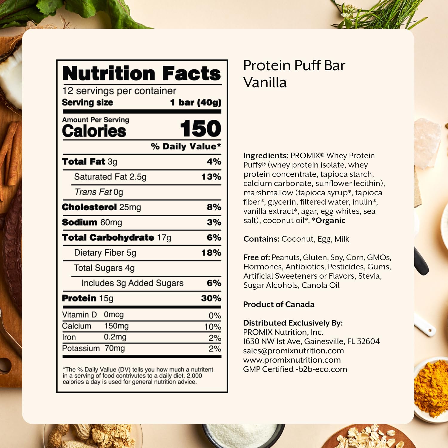 ProMix vainilla de Madagascar y coco orgánico como ingredientes premium