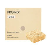 ProMix embalaje frontal mostrando caja de 12 barras y beneficio portable