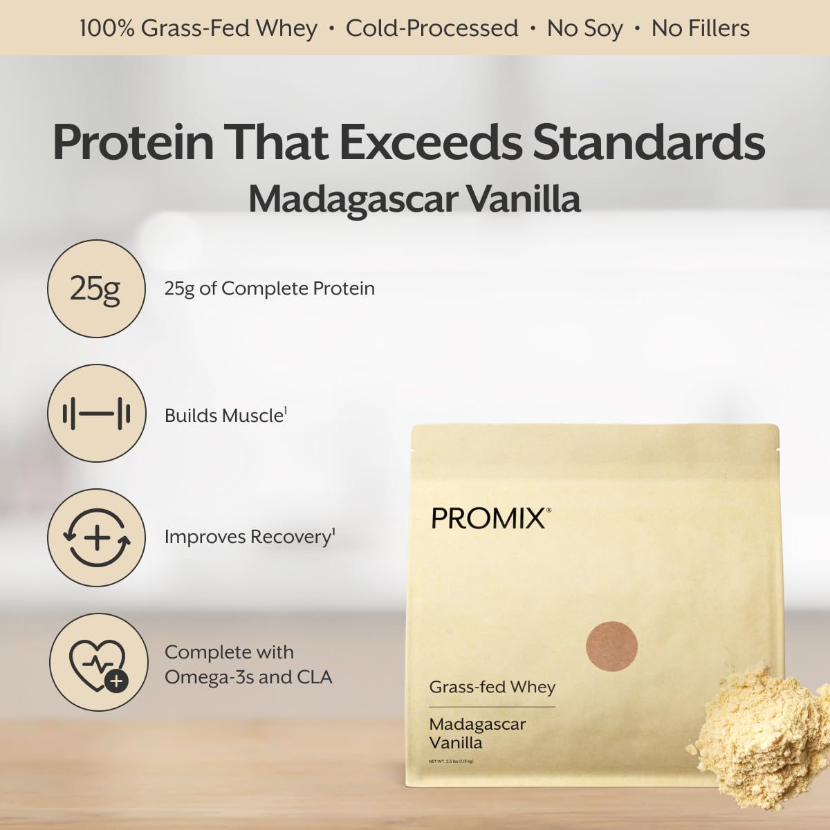 ProMix Nutrition batido de vainilla servido, bebida cremosa y sabrosa