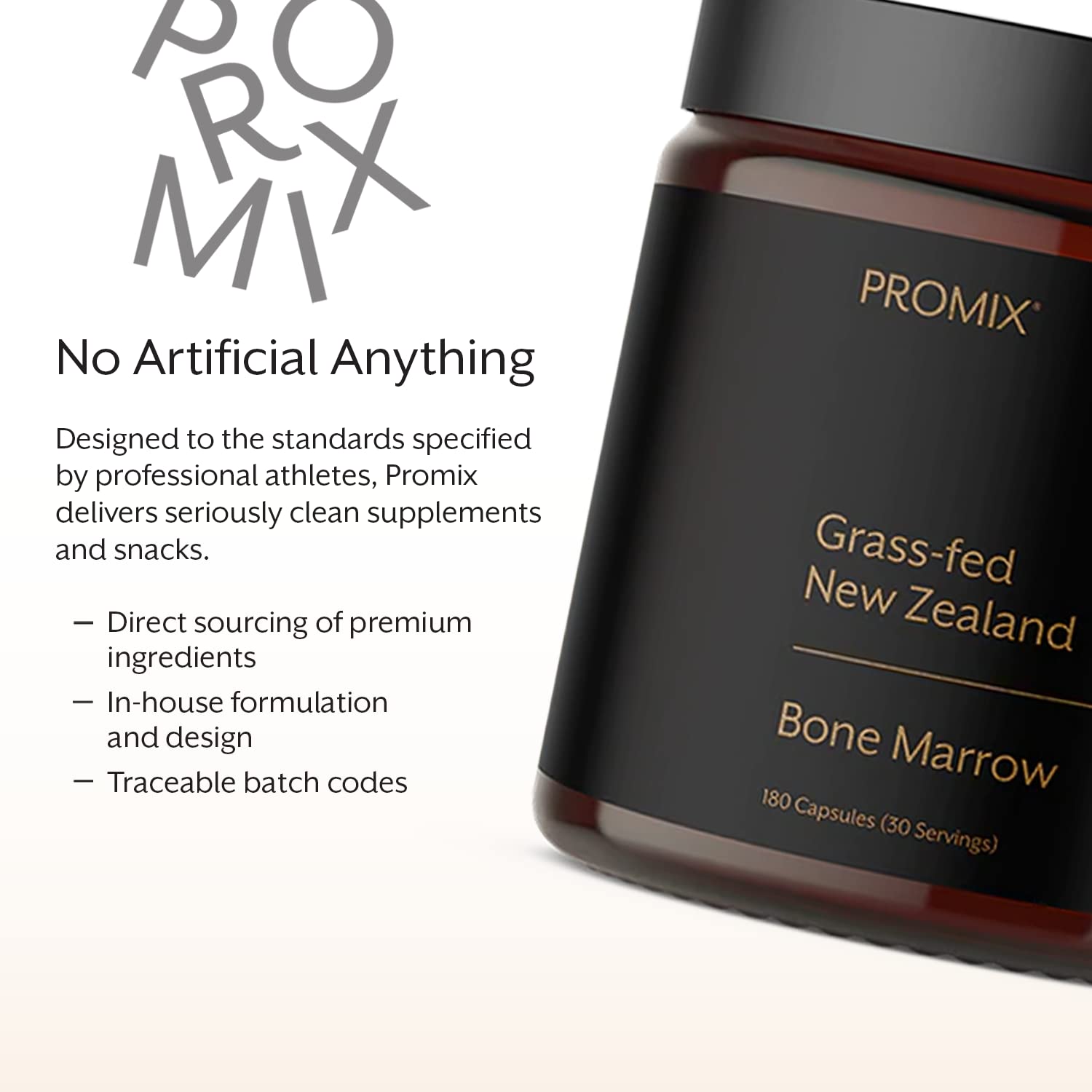 ProMix Nutrition comparación de tamaño frente a moneda para escala