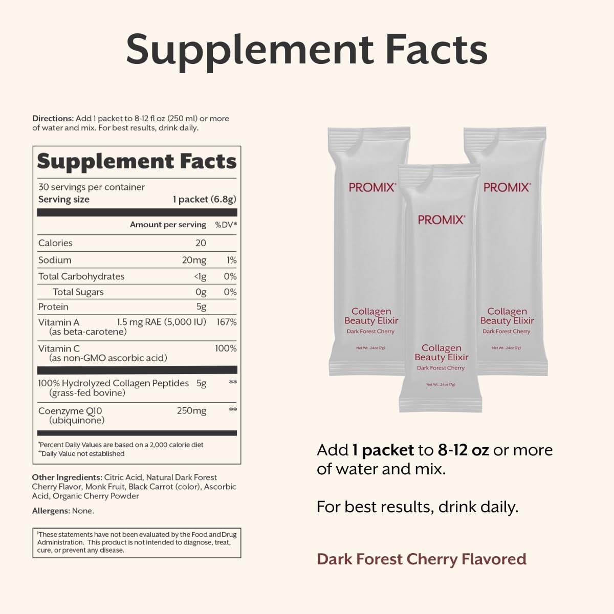 ProMix Nutrition etiqueta con ingredientes limpios y beneficios claros