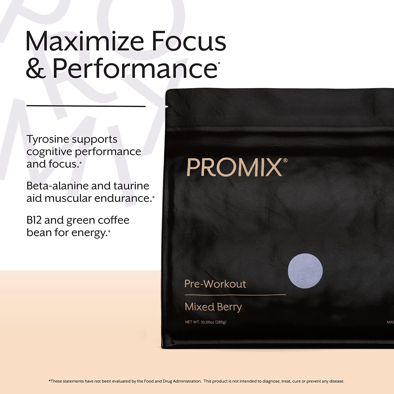 ProMix Nutrition tamaño del envase comparado con mano para escala y porciones