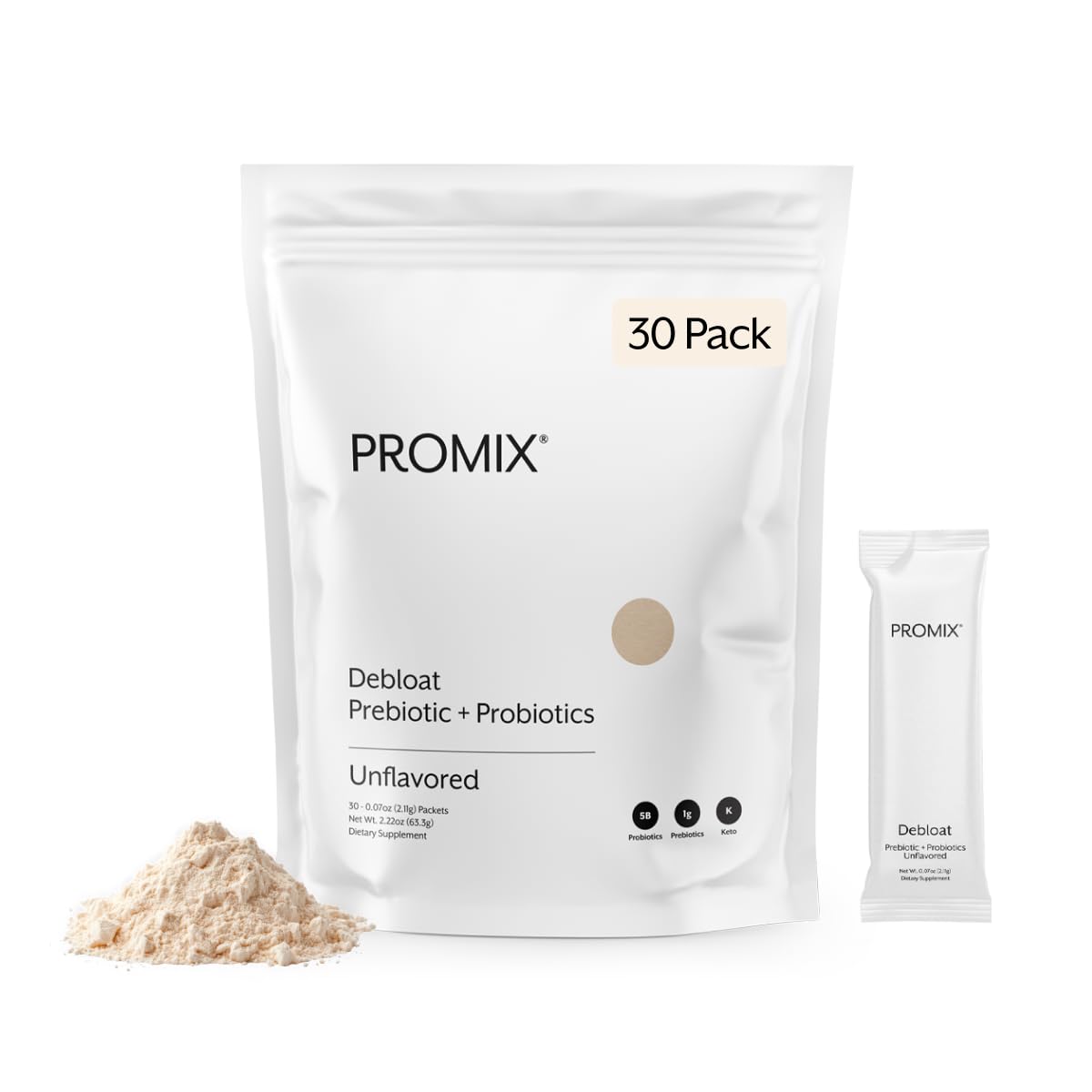 ProMix Nutrition envase frontal del Debloat sin sabor mostrando etiqueta clara y beneficios