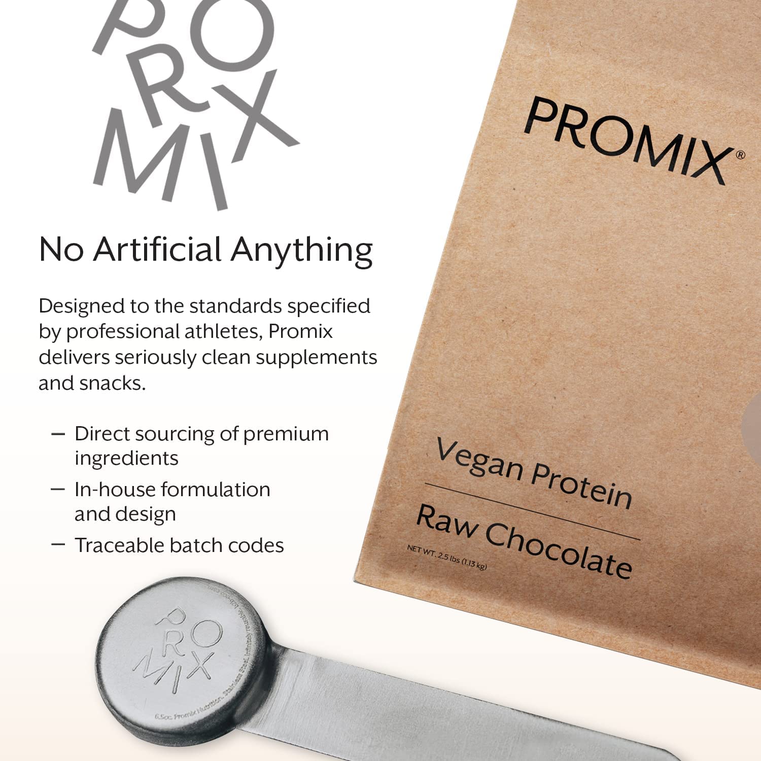 ProMix envase lateral con información nutricional clara, facilita cálculo de porciones