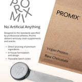 ProMix envase lateral con información nutricional clara, facilita cálculo de porciones