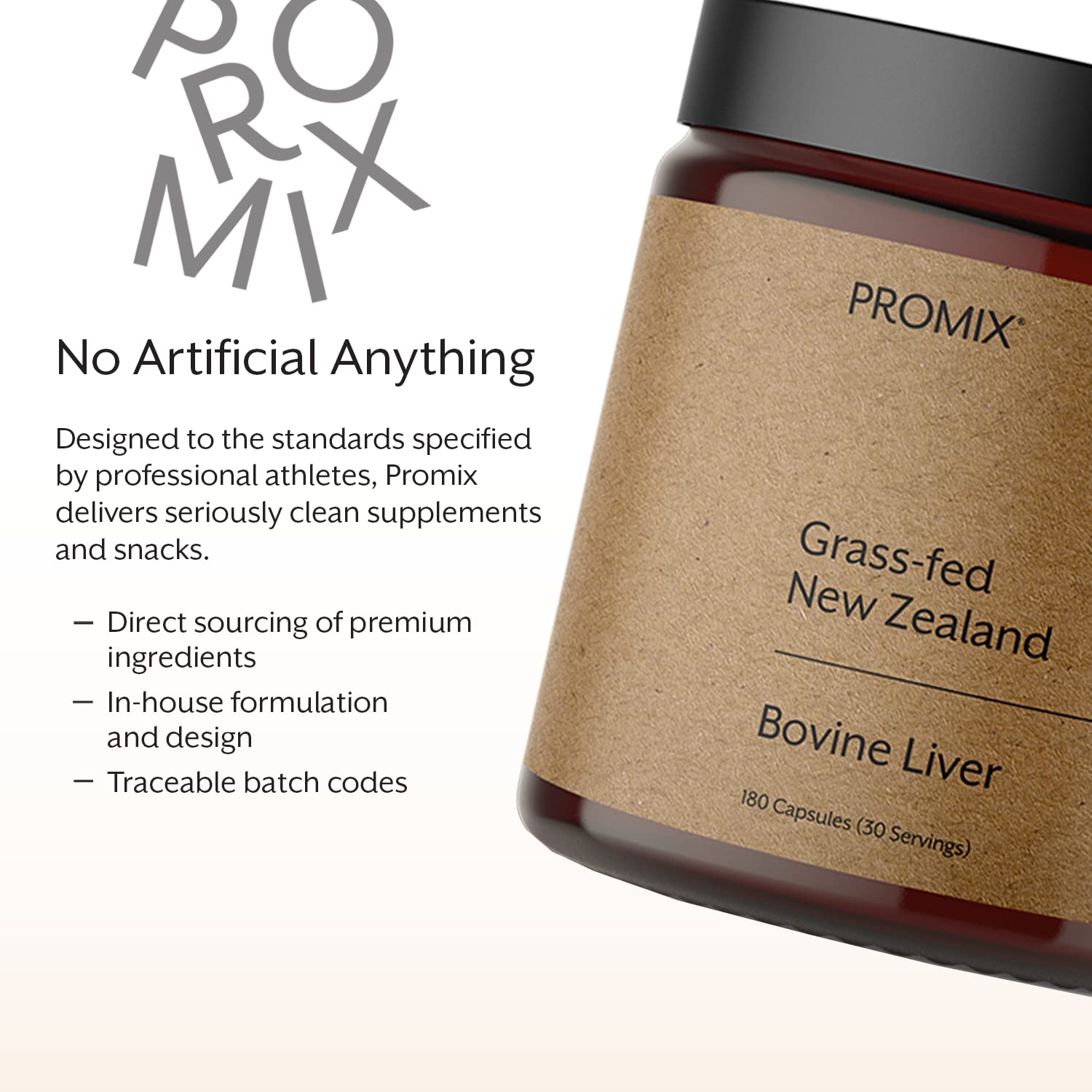 ProMix Nutrition frasco sobre encimera en cocina, sugiere uso diario y estilo de vida