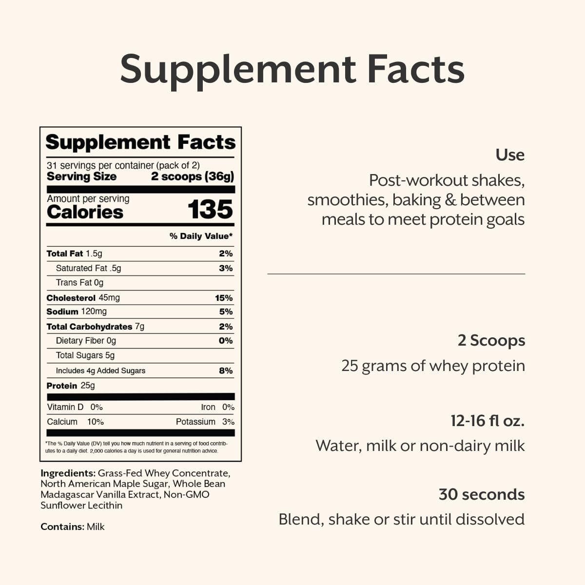 ProMix Nutrition ingredientes principales: suero de pasto y vainilla natural