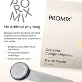 ProMix Nutrition envase 2.5 lb junto a objetos para referencia de tamaño