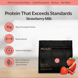 ProMix Nutrition primer plano de la etiqueta con información nutricional clara y beneficios