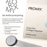 ProMix Nutrition en mesa de desayuno con café y fruta, uso versátil